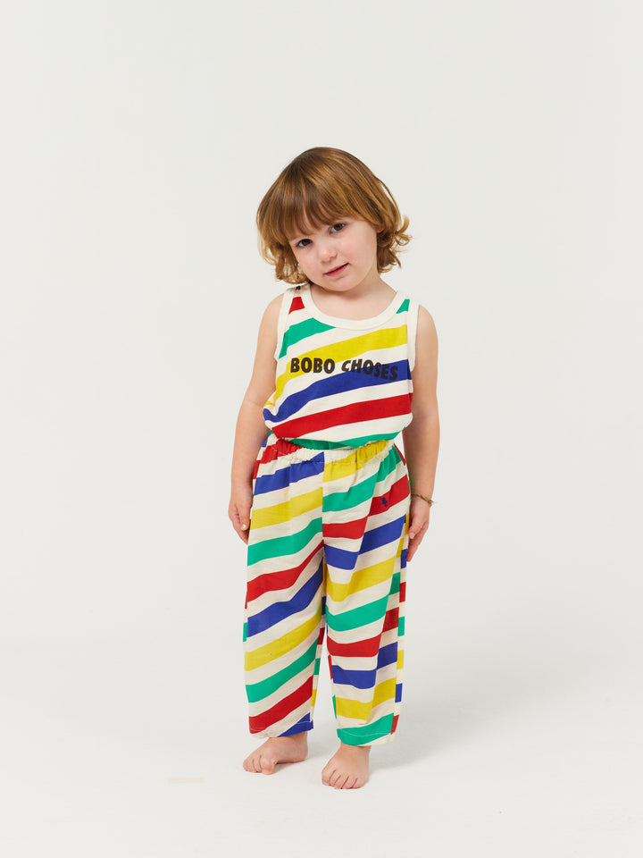 Pantalón holgado con rayas de colores