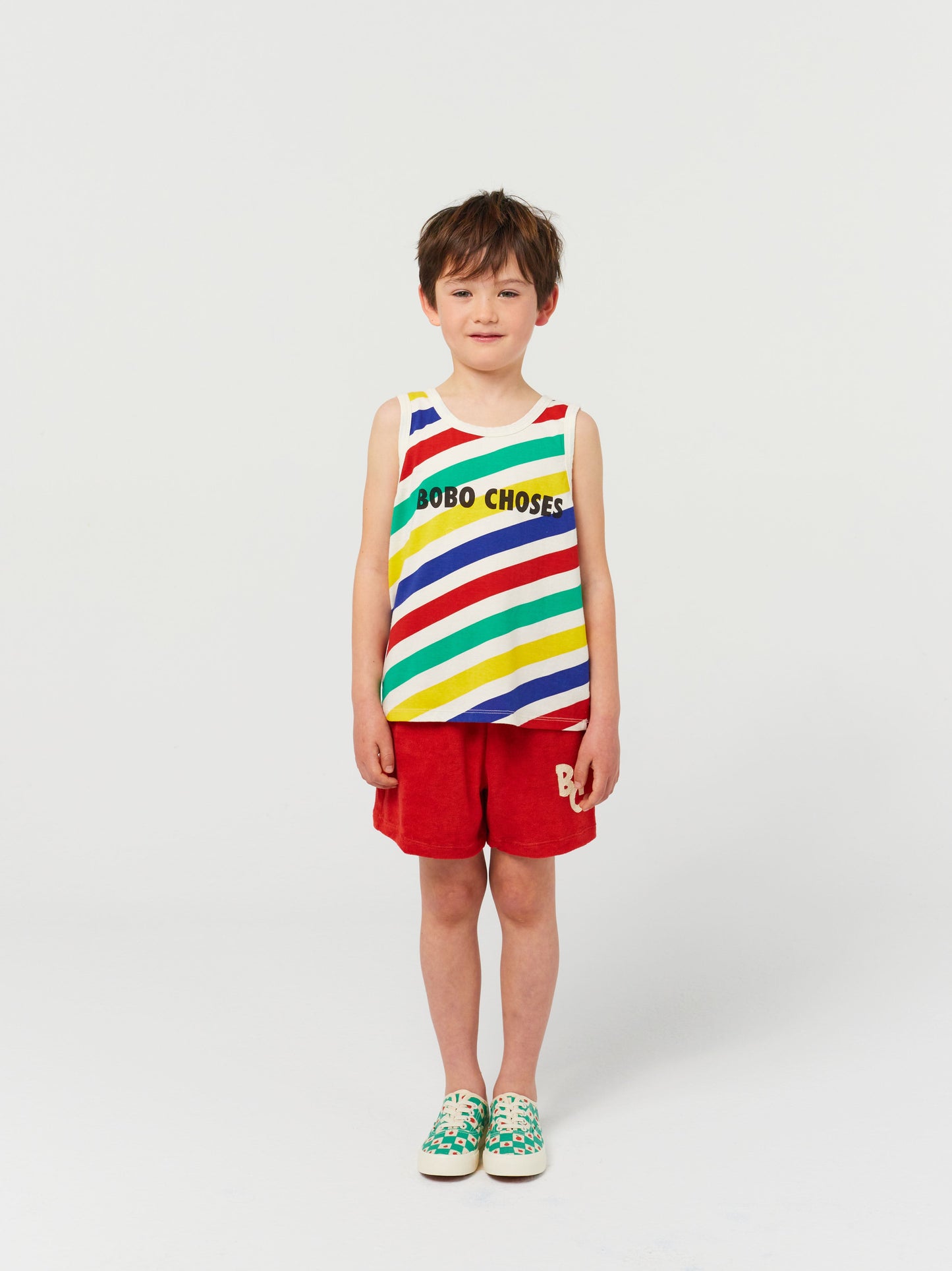 Camiseta de tirantes con rayas multicolor
