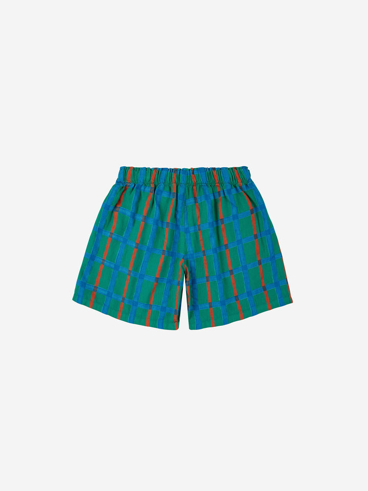 Green check all over woven bermuda