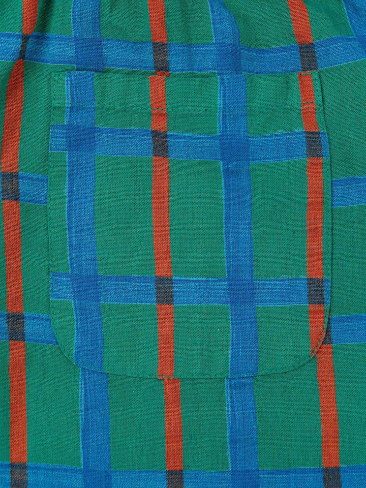 Green check all over woven bermuda