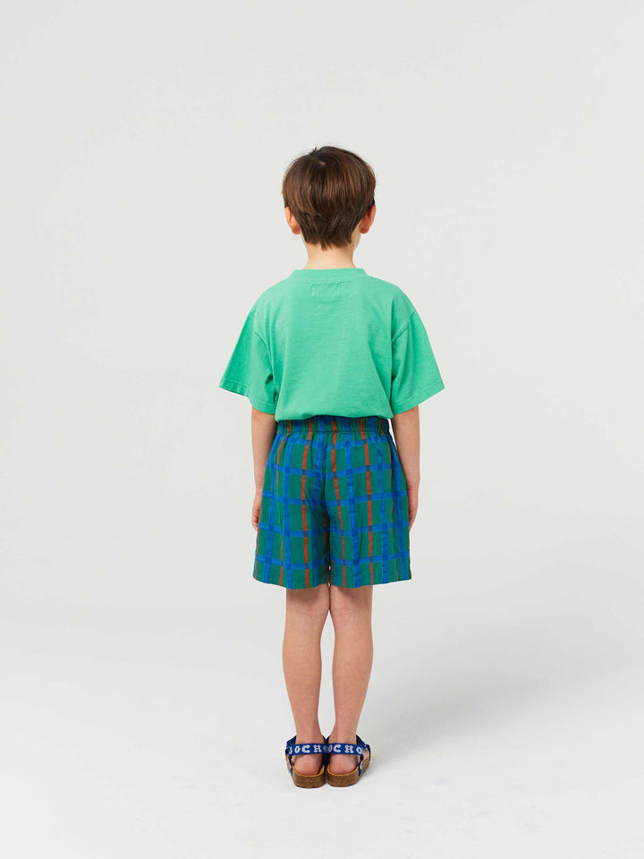 Green check all over woven bermuda