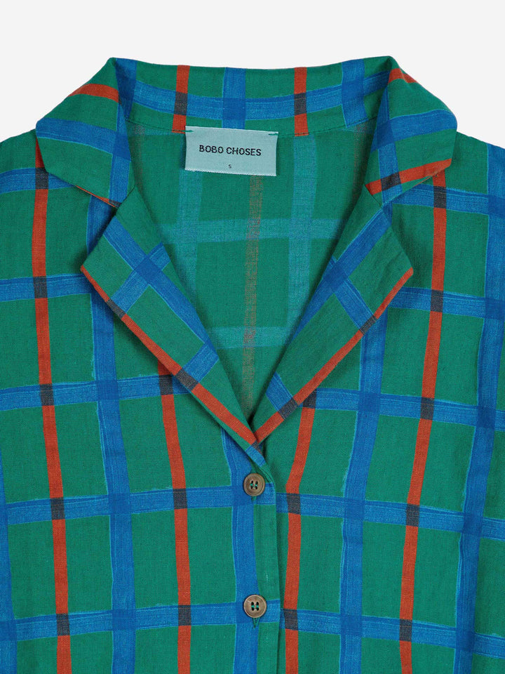 Green checked all over overall