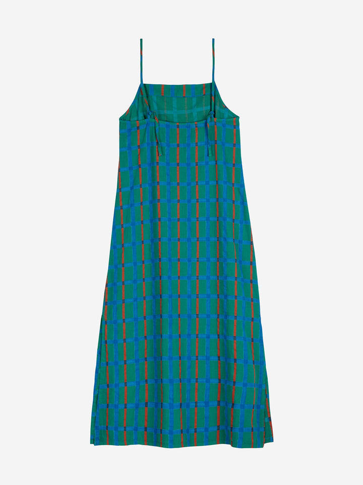Green checked all over dress