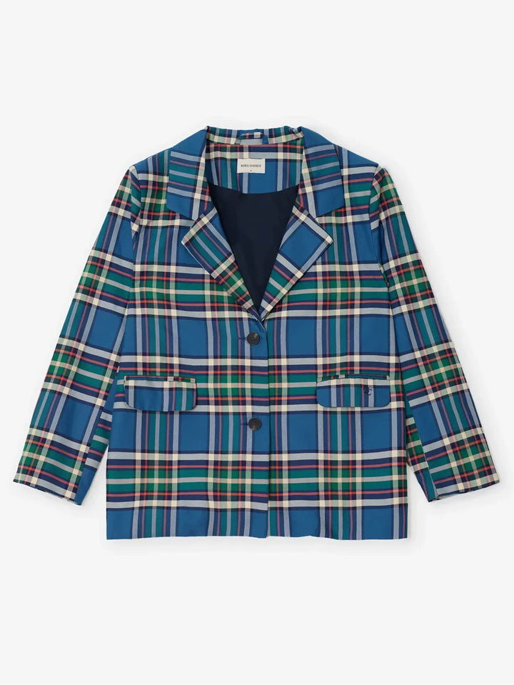 Blazer de cotó de franel·la Tartan