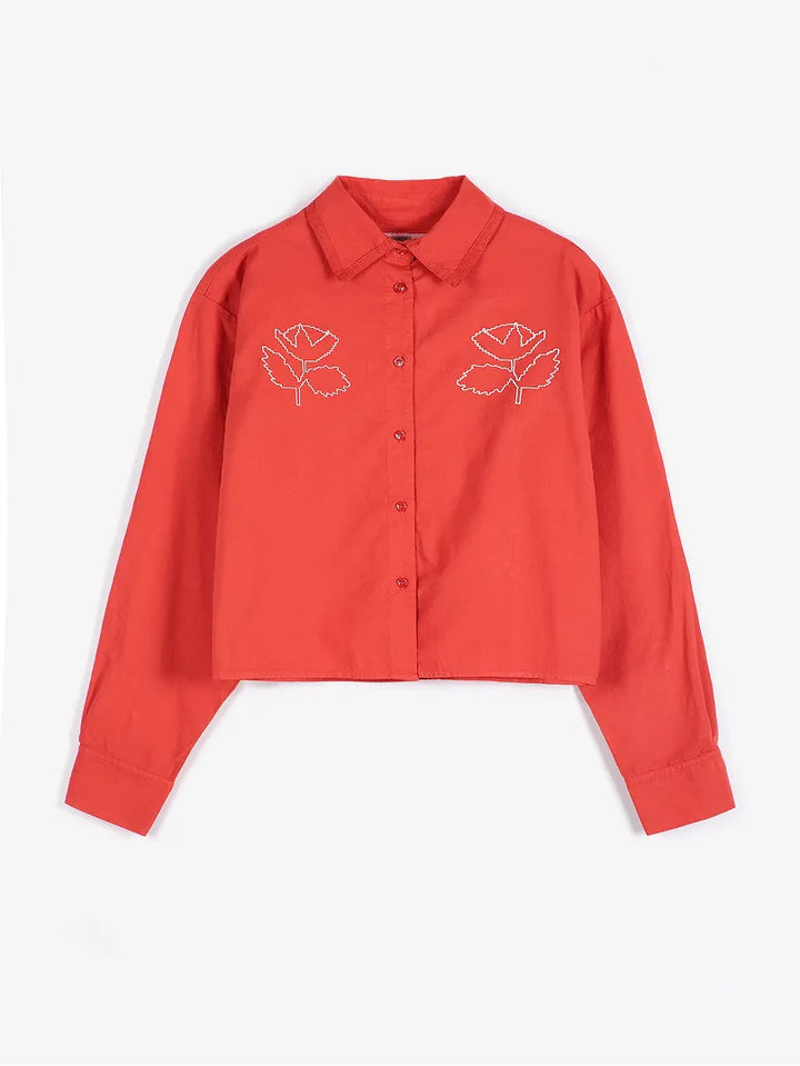 Camisa de popelín amb brodat Vibrant Flower