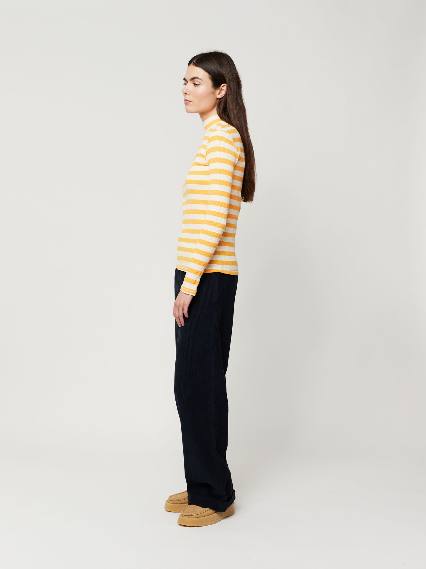 Ribbed striped turtle neck T-shirt