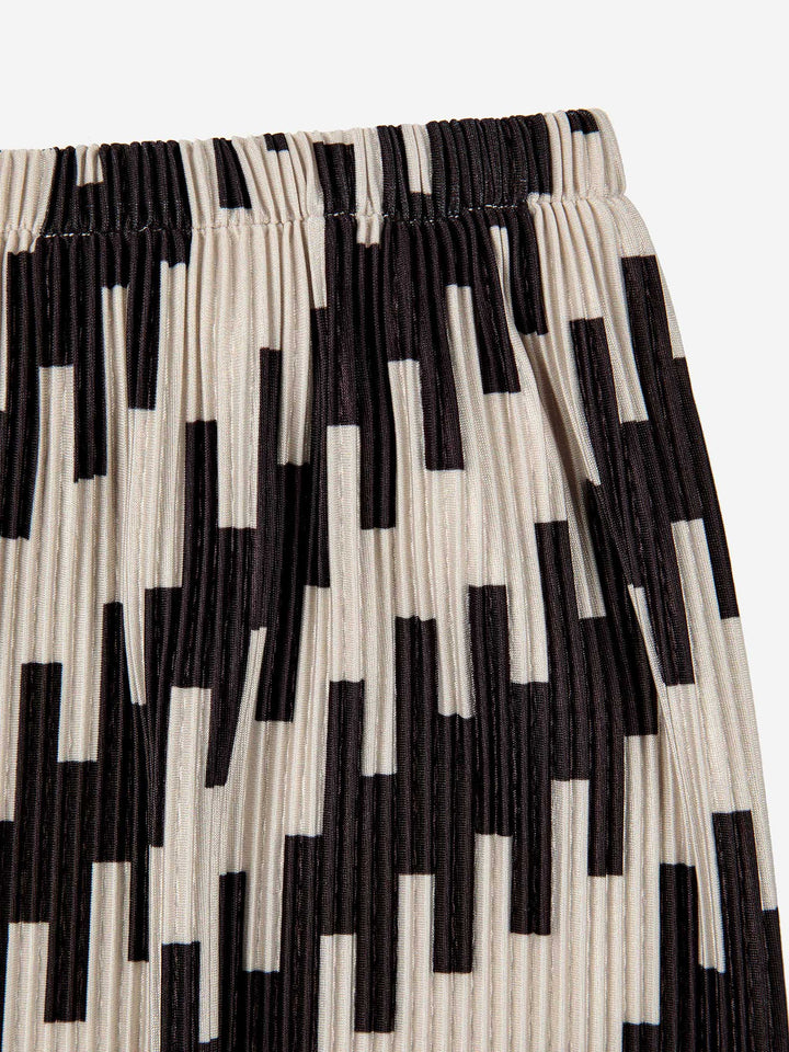 Abstract all over print pleated trousers