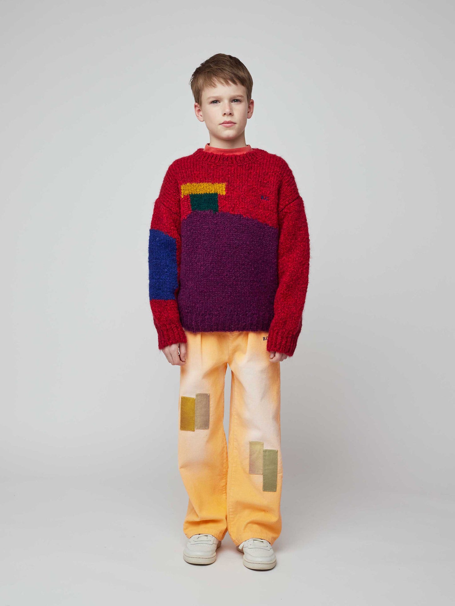 Patch corduroy baggy trousers