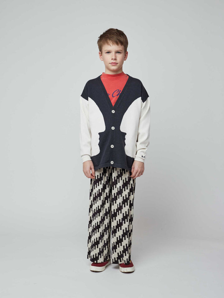 Faces intarsia knitted cardigan