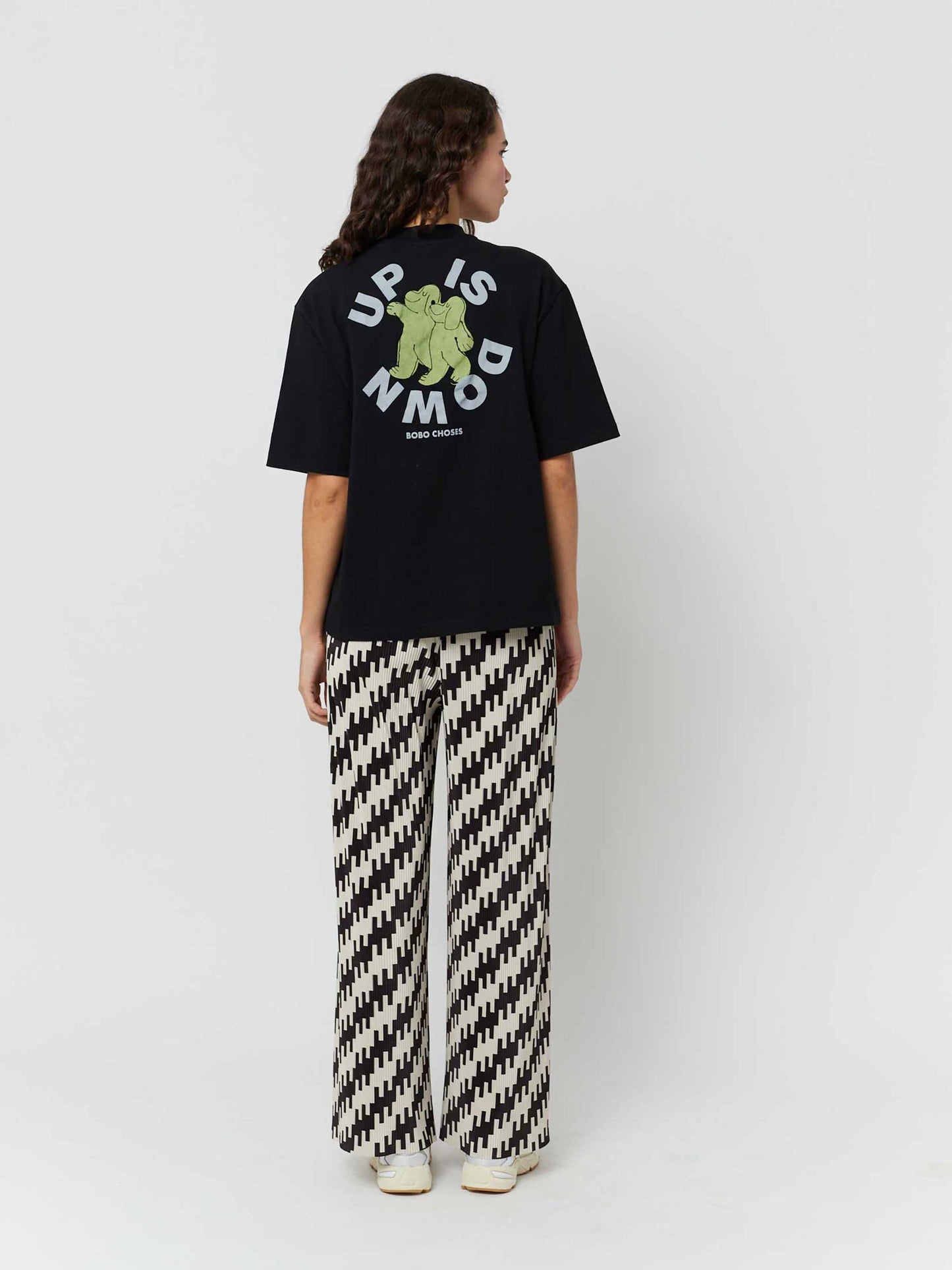 Abstract all over print pleated trousers