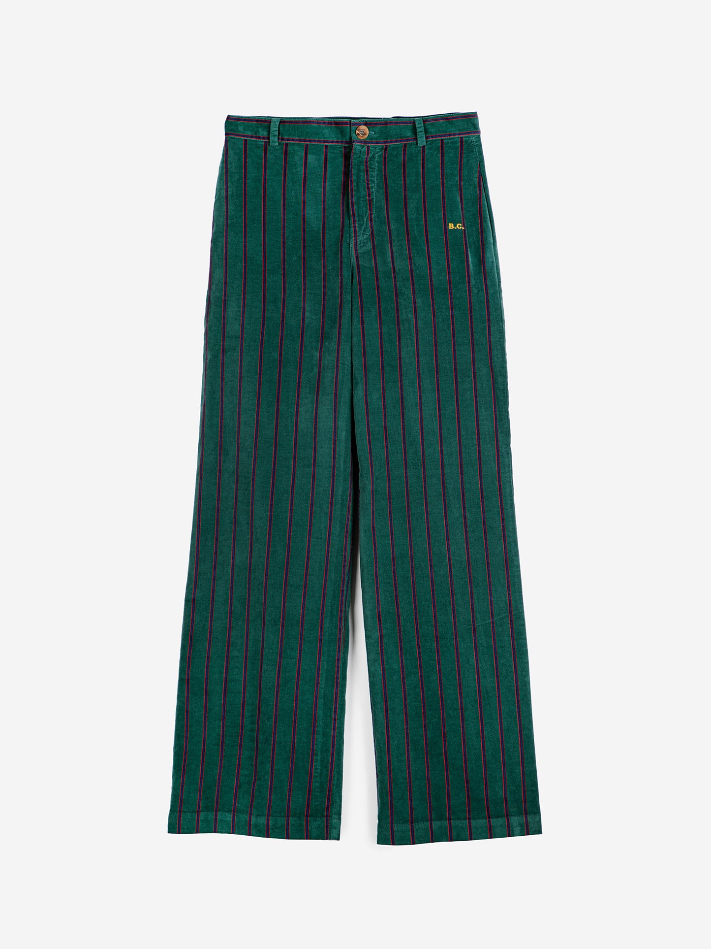 Stripe velvet pleated trousers