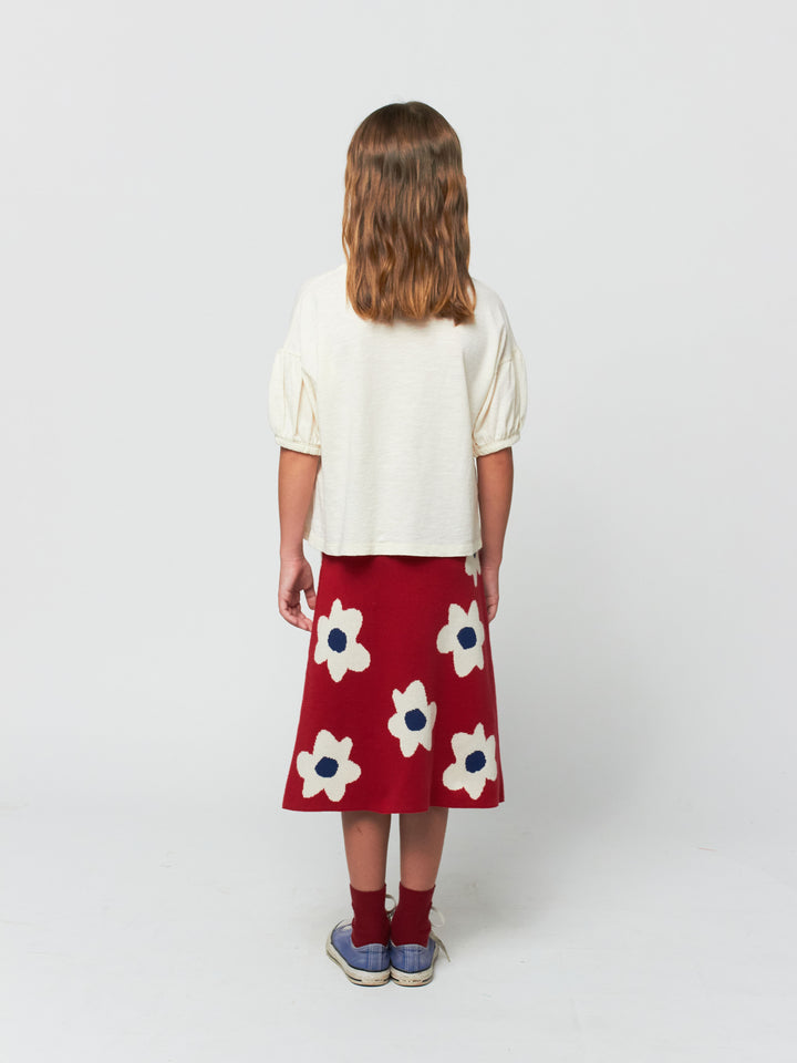 Big Flower all over knitted midi skirt