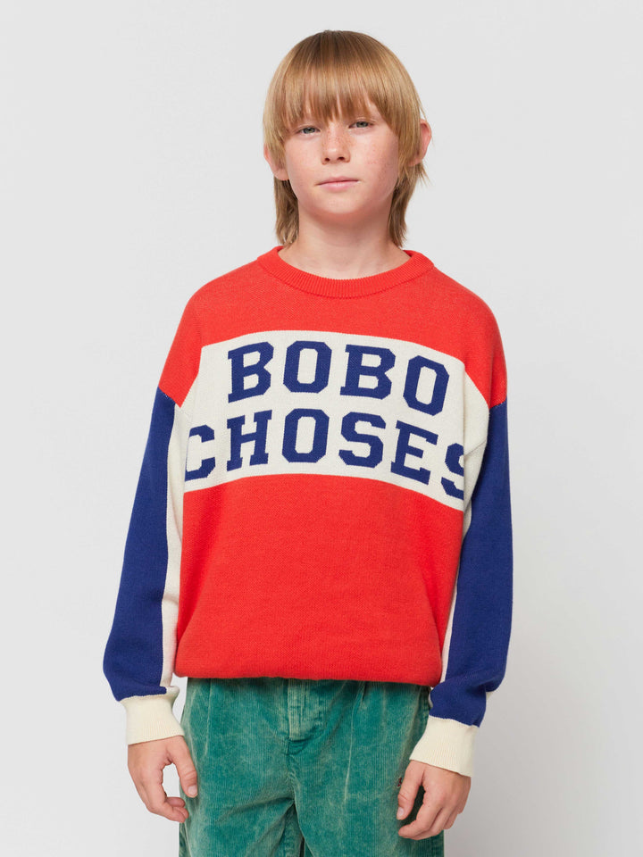 Bobo Choses 컬러 블록 인타르시아 스웨터