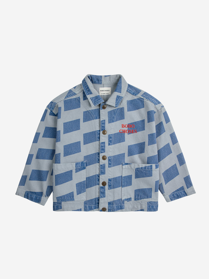 Checkered all over denim jacket
