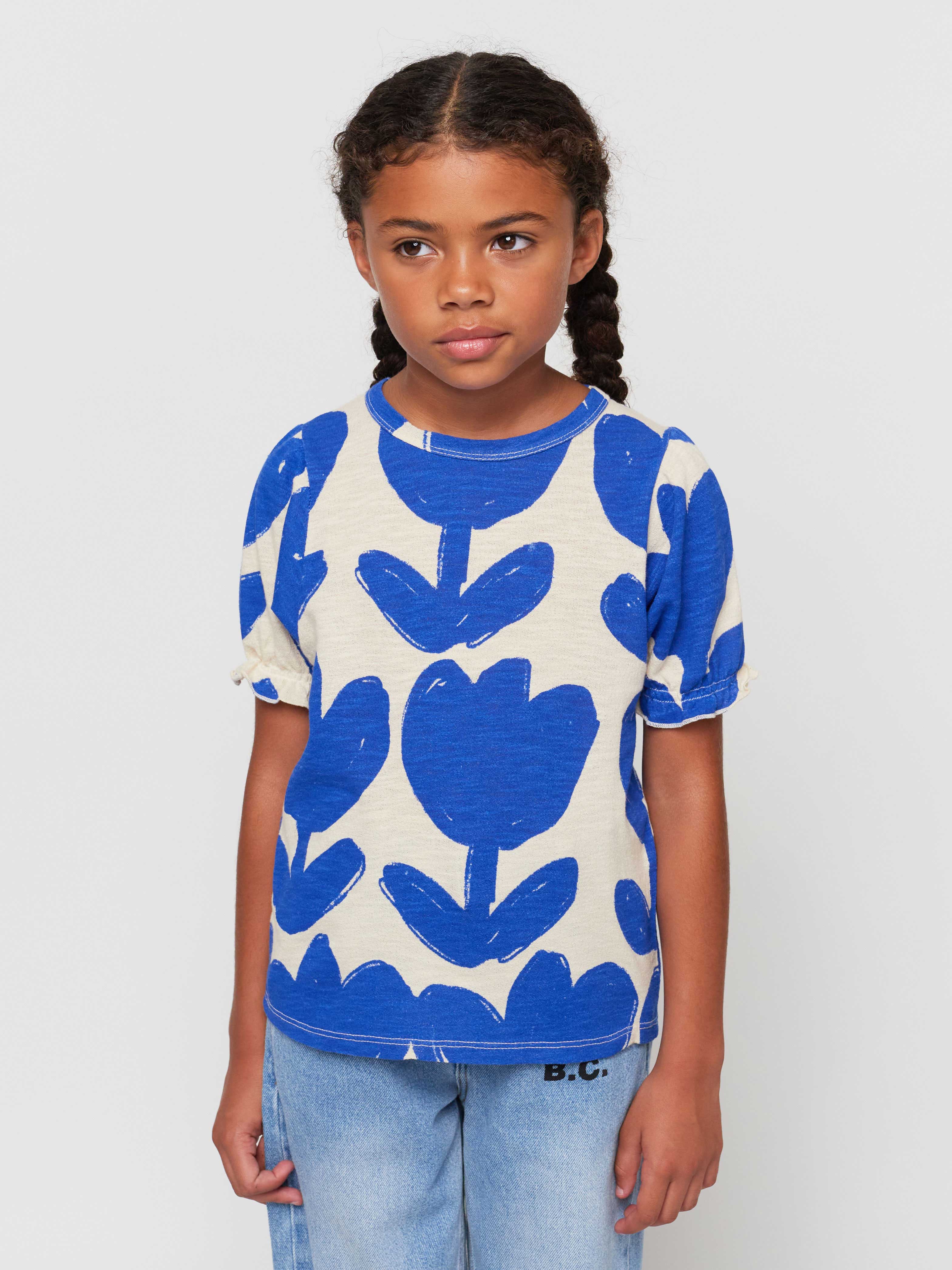 Retro Flowers all over puffed sleeves T-shirt – Bobo Choses