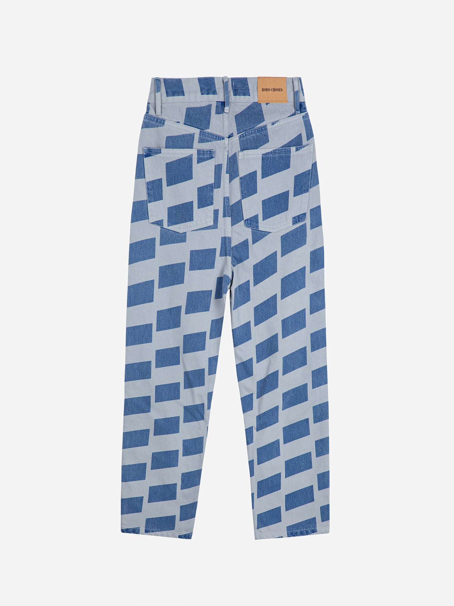 Checkered all over denim high waist jeans