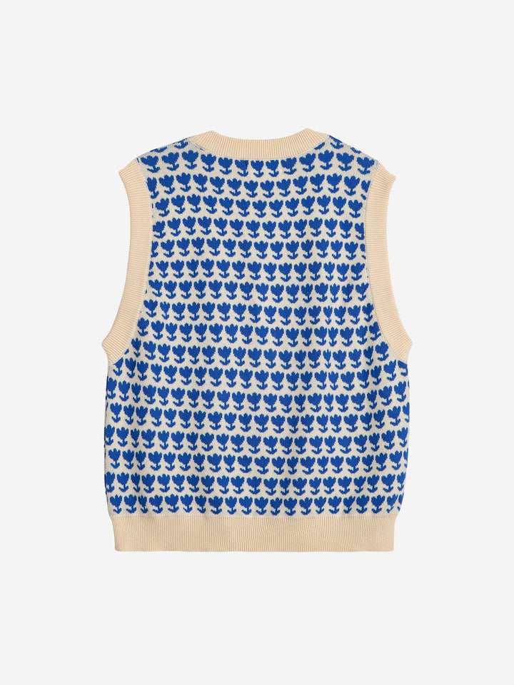 Chaleco jacquard flores retro