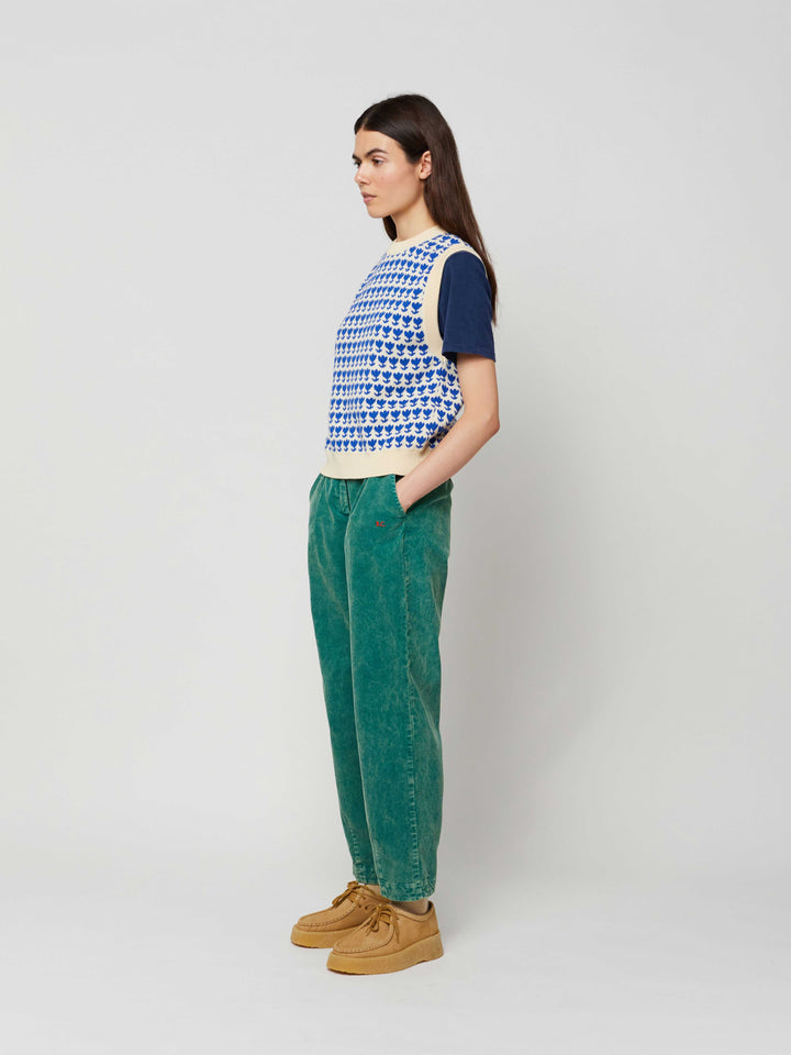 Chaleco jacquard flores retro