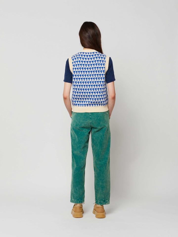 Chaleco jacquard flores retro