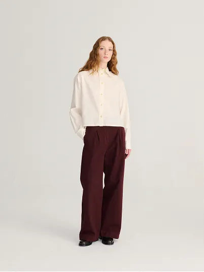 Lace ending poplin shirt