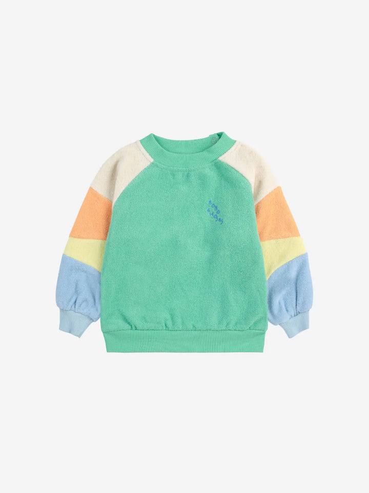 Frottee-Sweatshirt Color Block Grün