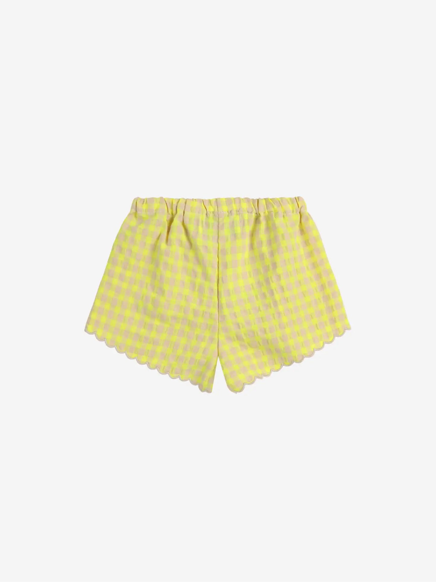 Vichy ruffle woven shorts