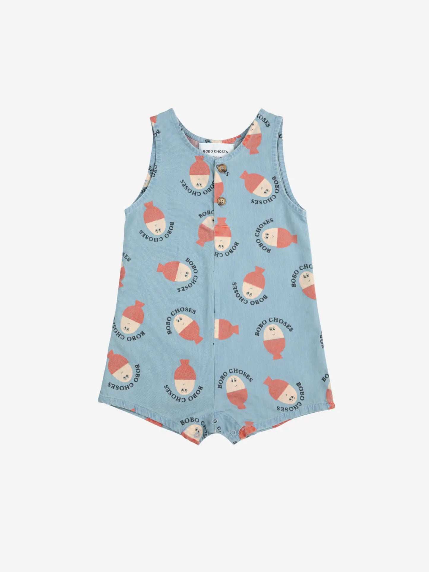 Morning Egg all over denim playsuit