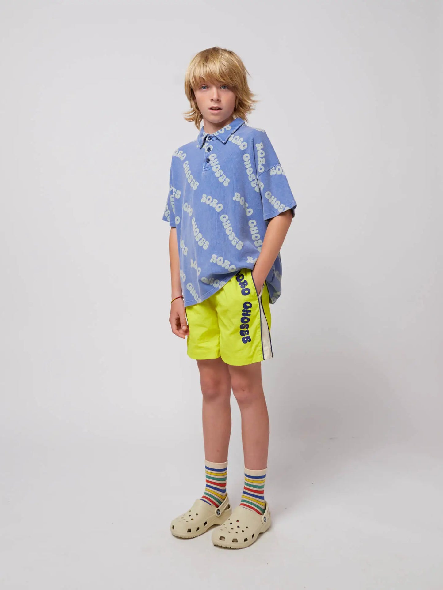 Wavy Bobo Choses all over waffle polo shirt