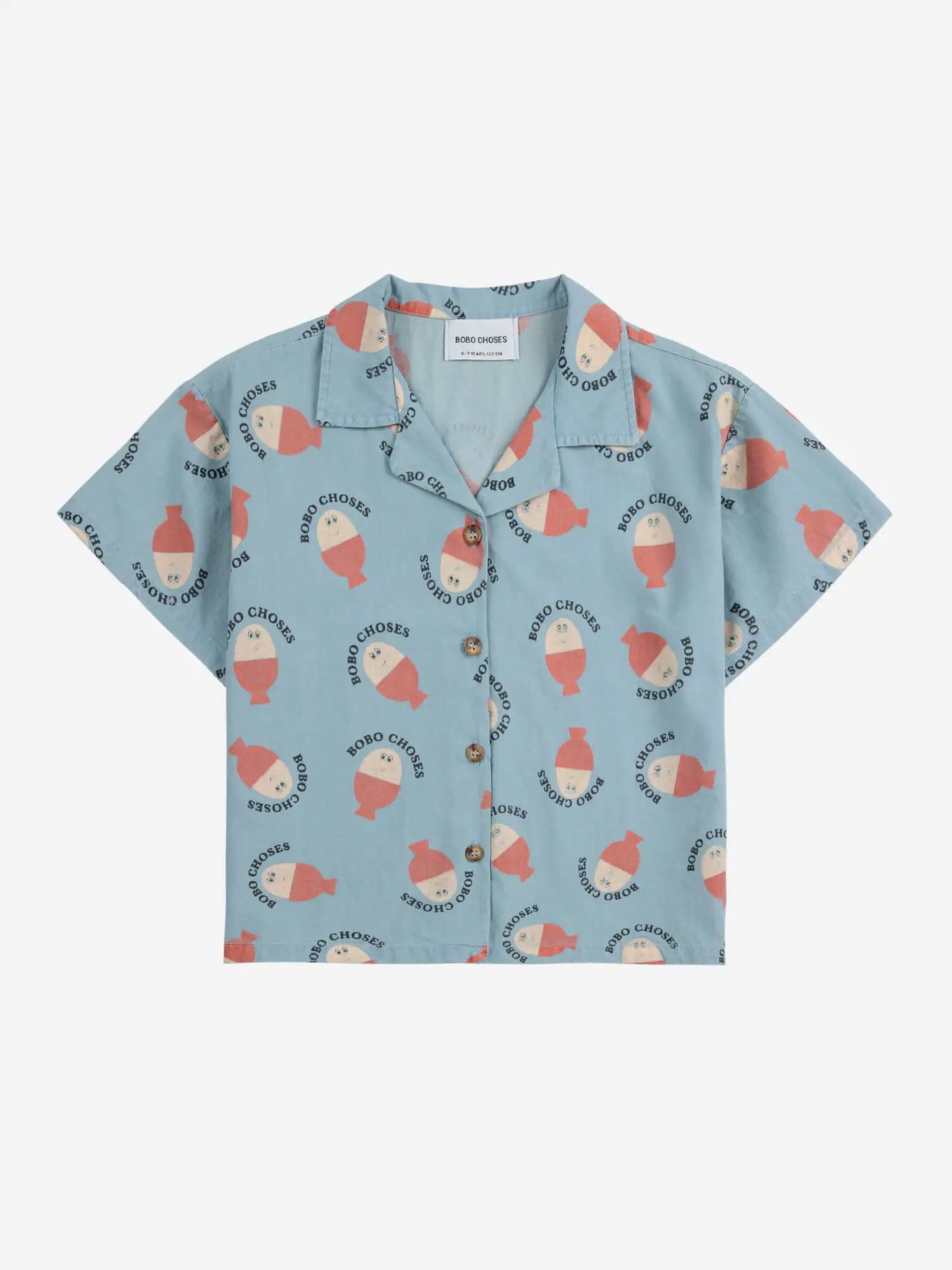 Morning Egg all over light denim shirt