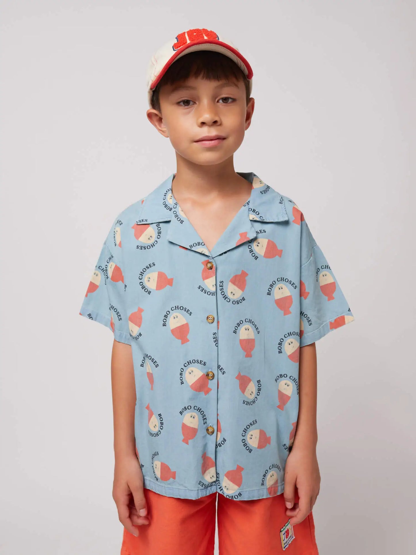 Morning Egg all over light denim shirt