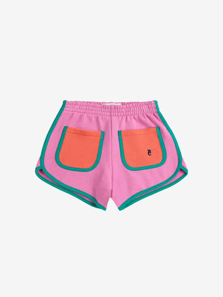 Pink color block shorts