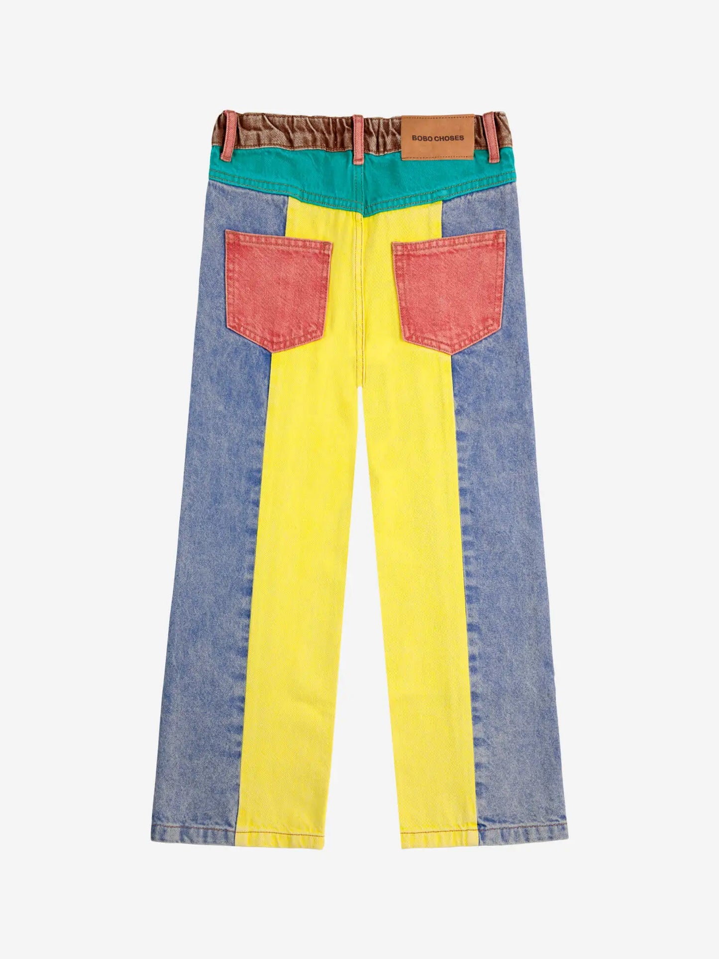 Color block denim pants