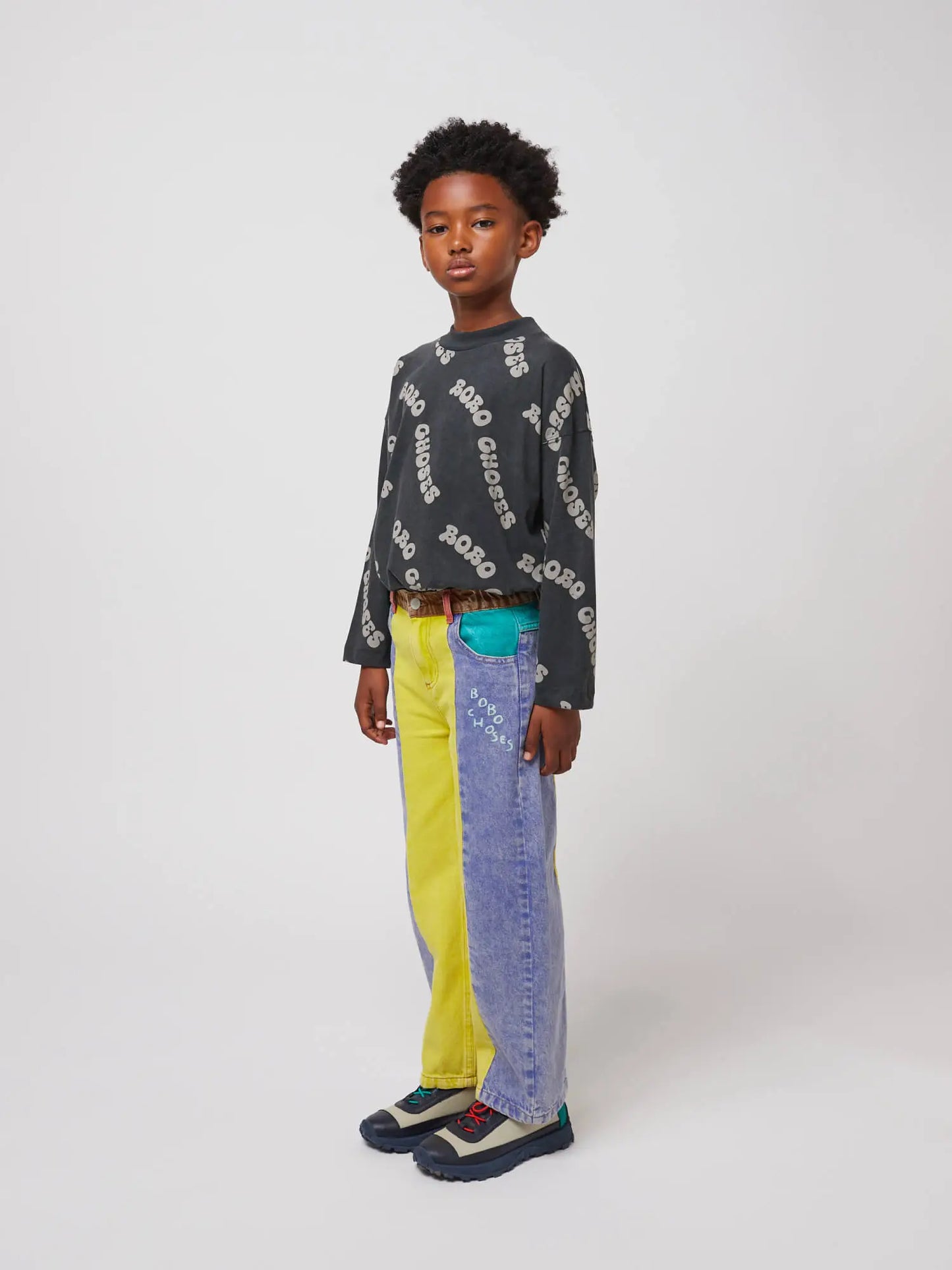 Color block denim pants