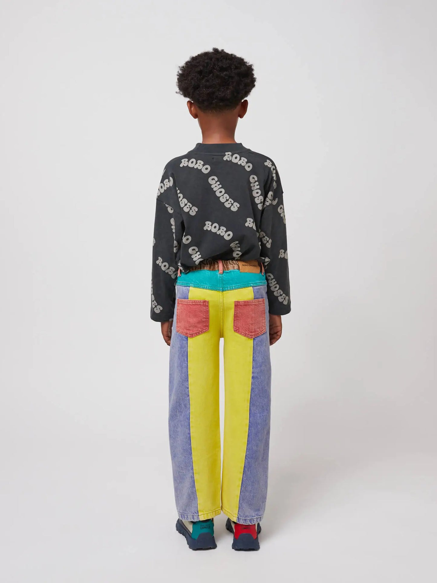 Color block denim pants