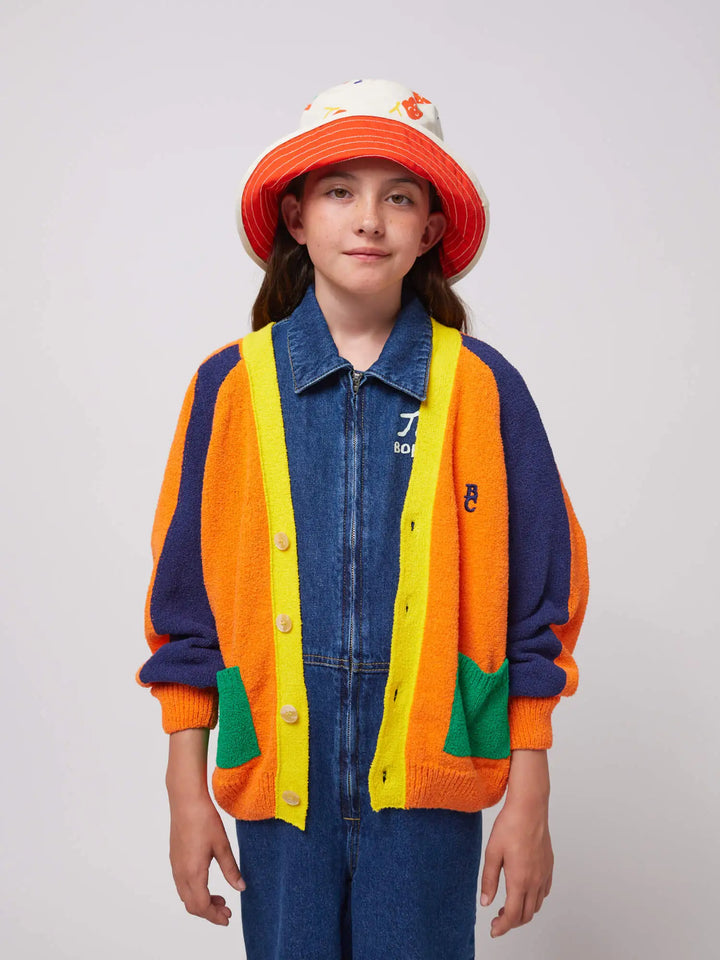 Color block V-neck cardigan