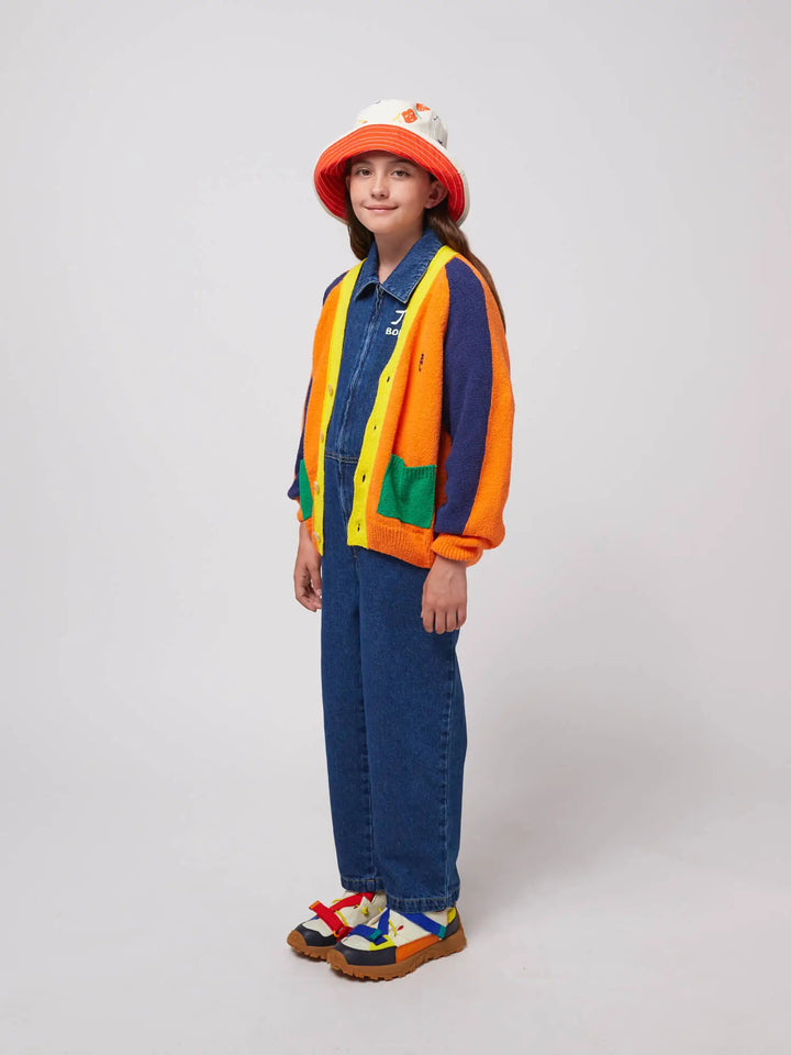 Color block V-neck cardigan