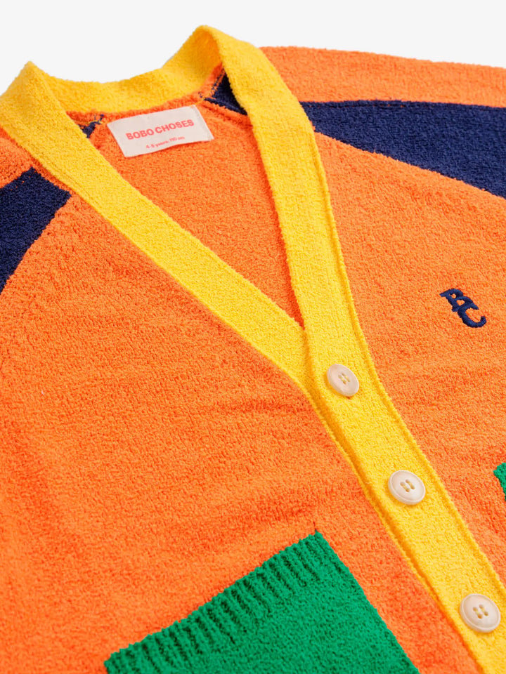 Color block V-neck cardigan