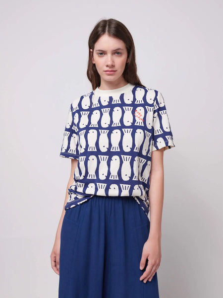 Tシャツ レディース ボボ・ショーズ 総柄 魚 ラッキーフィッシュ Lucky Fish print T-shirt【国内正規品】 Bobo Choses B125AD003 Lucky Fish print T-shirt for Adult | Bobo Choses