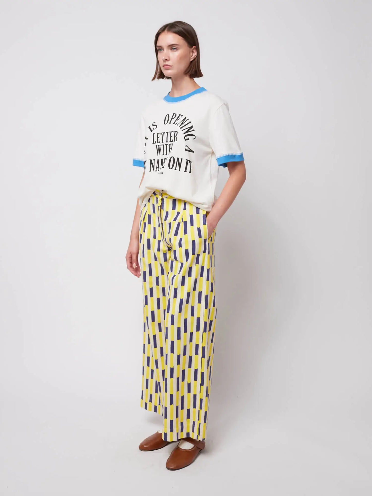 Brush strokes wide-leg pants