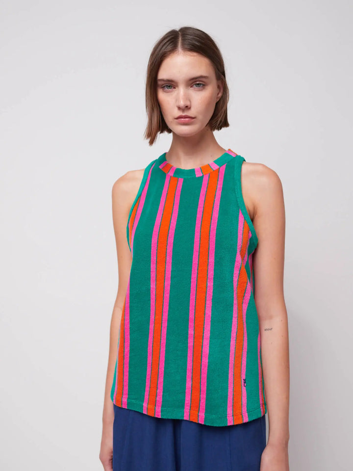 Multicolor Stripes terry tank top