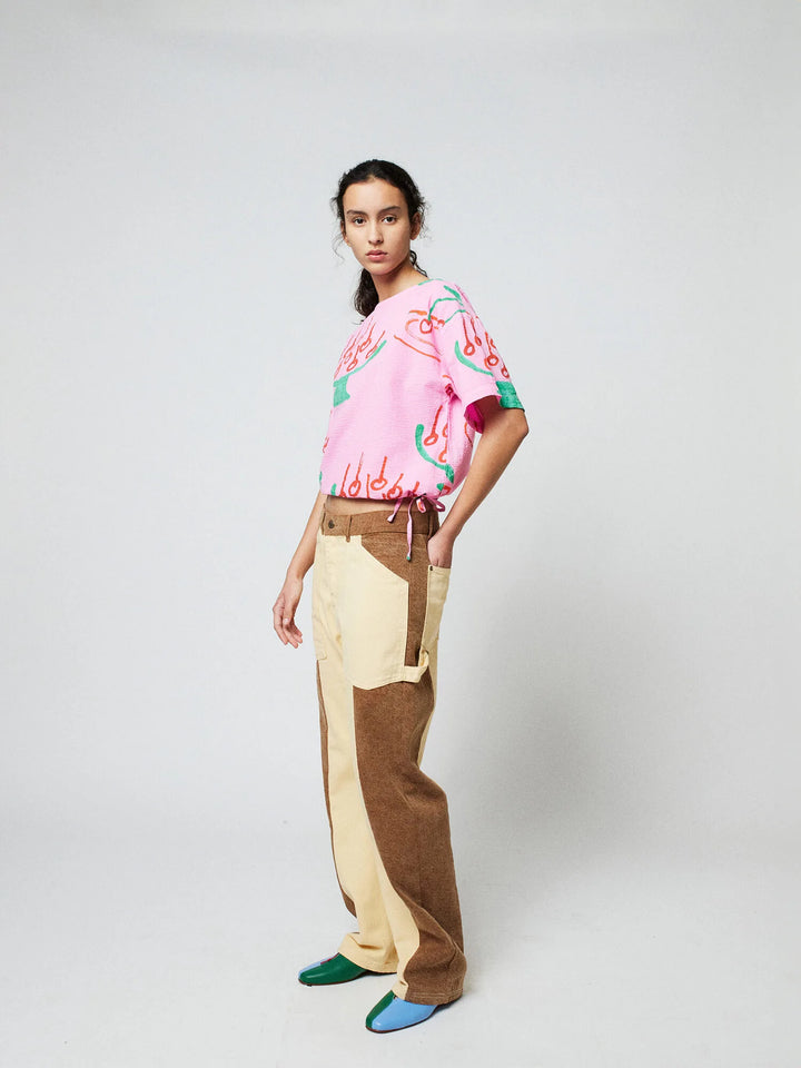 Cherry print cropped blouse