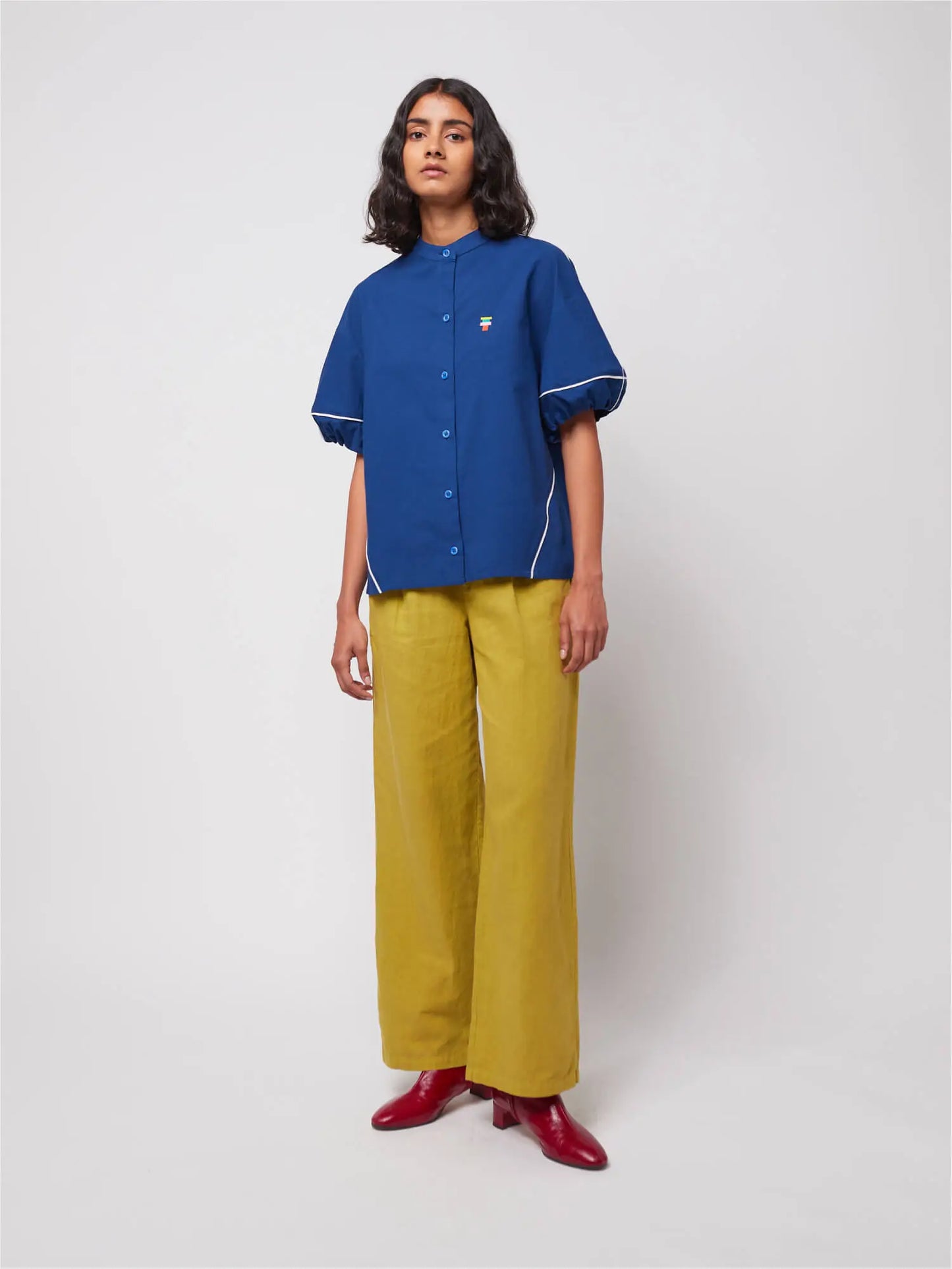 Linen blend pleated trousers