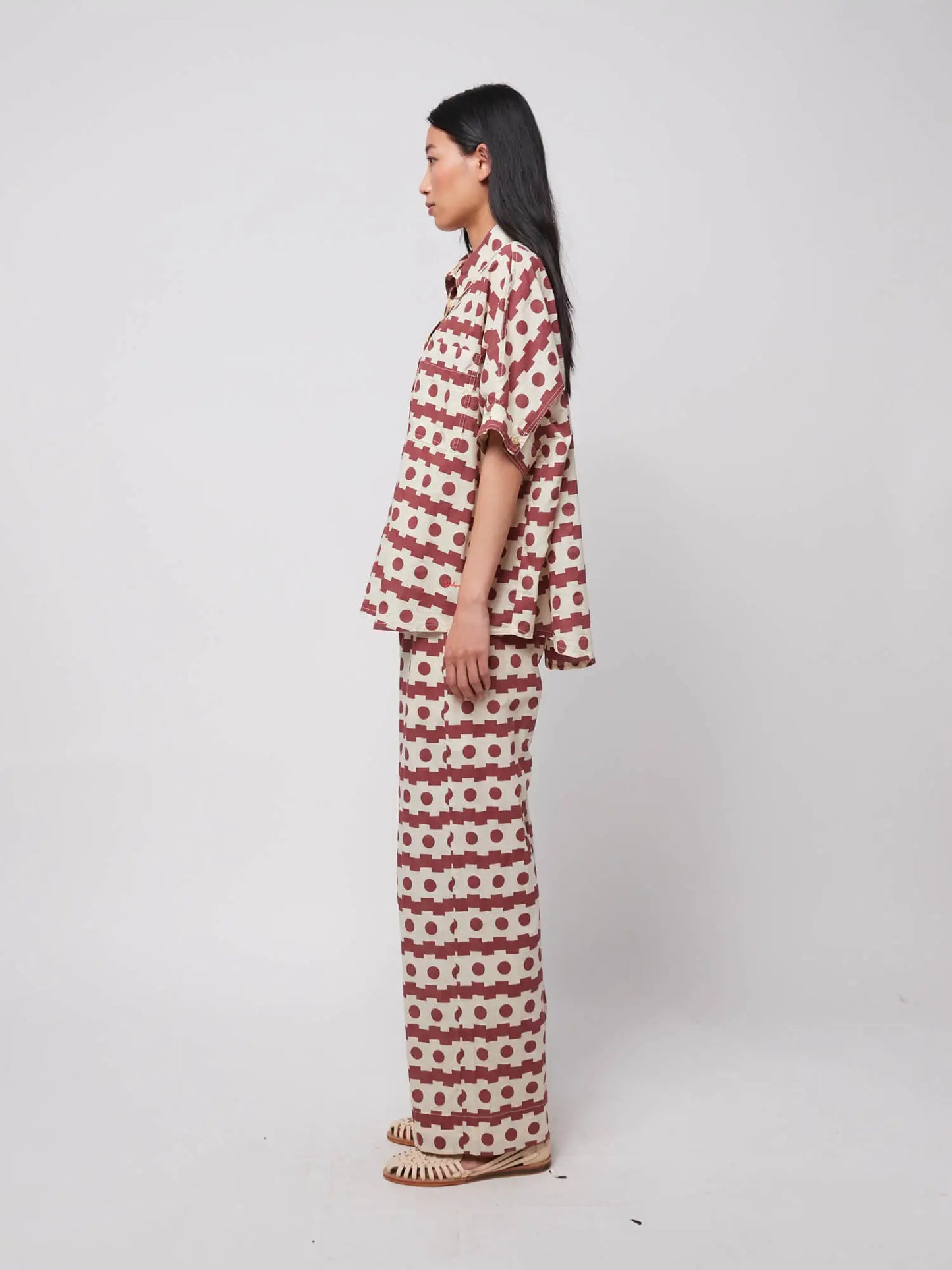 Geometric print oversize shirt