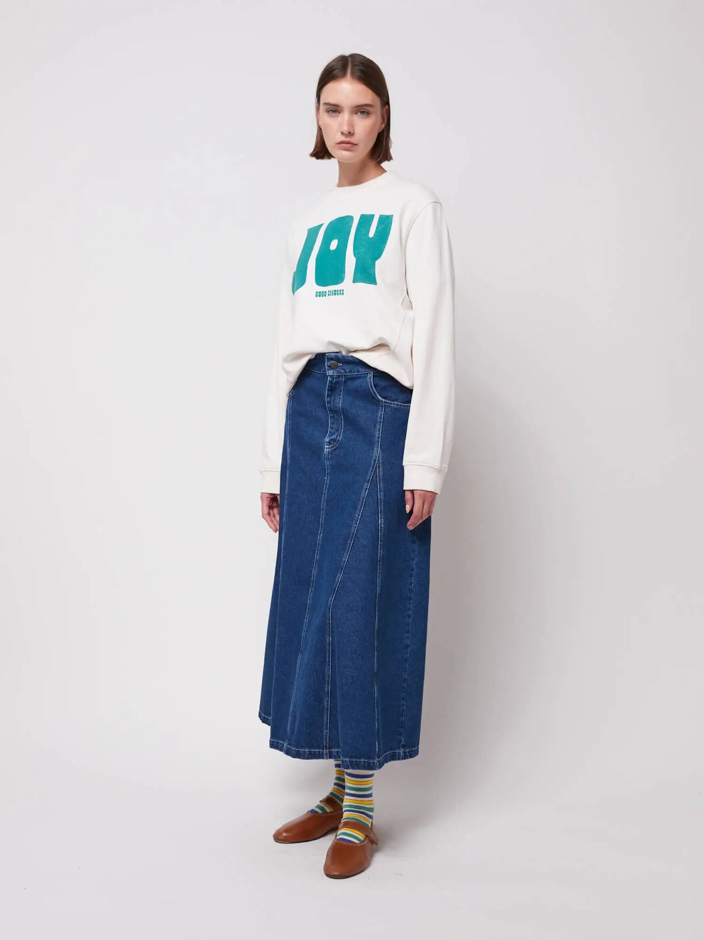 Denim flared skirt