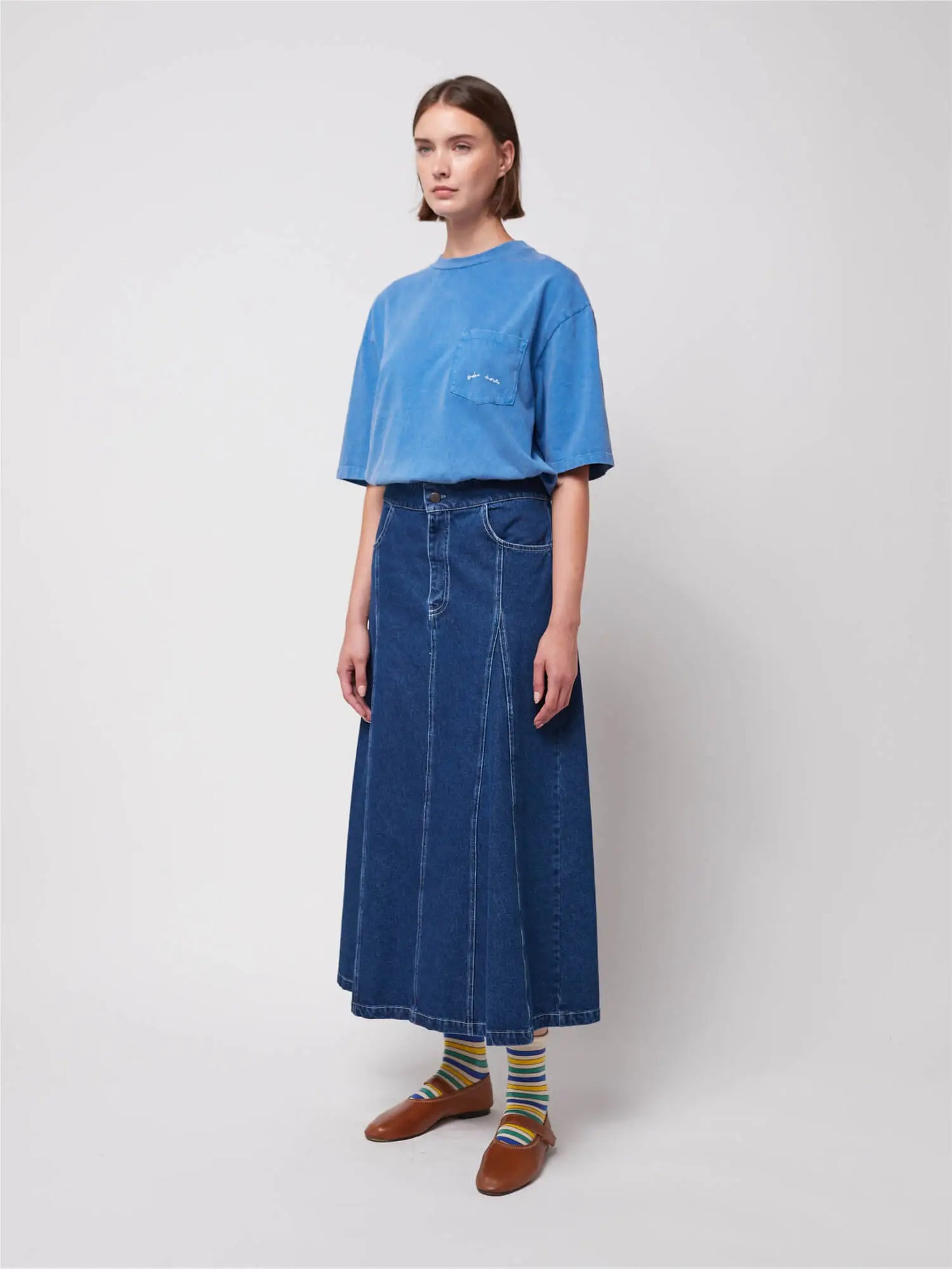 Denim flared skirt