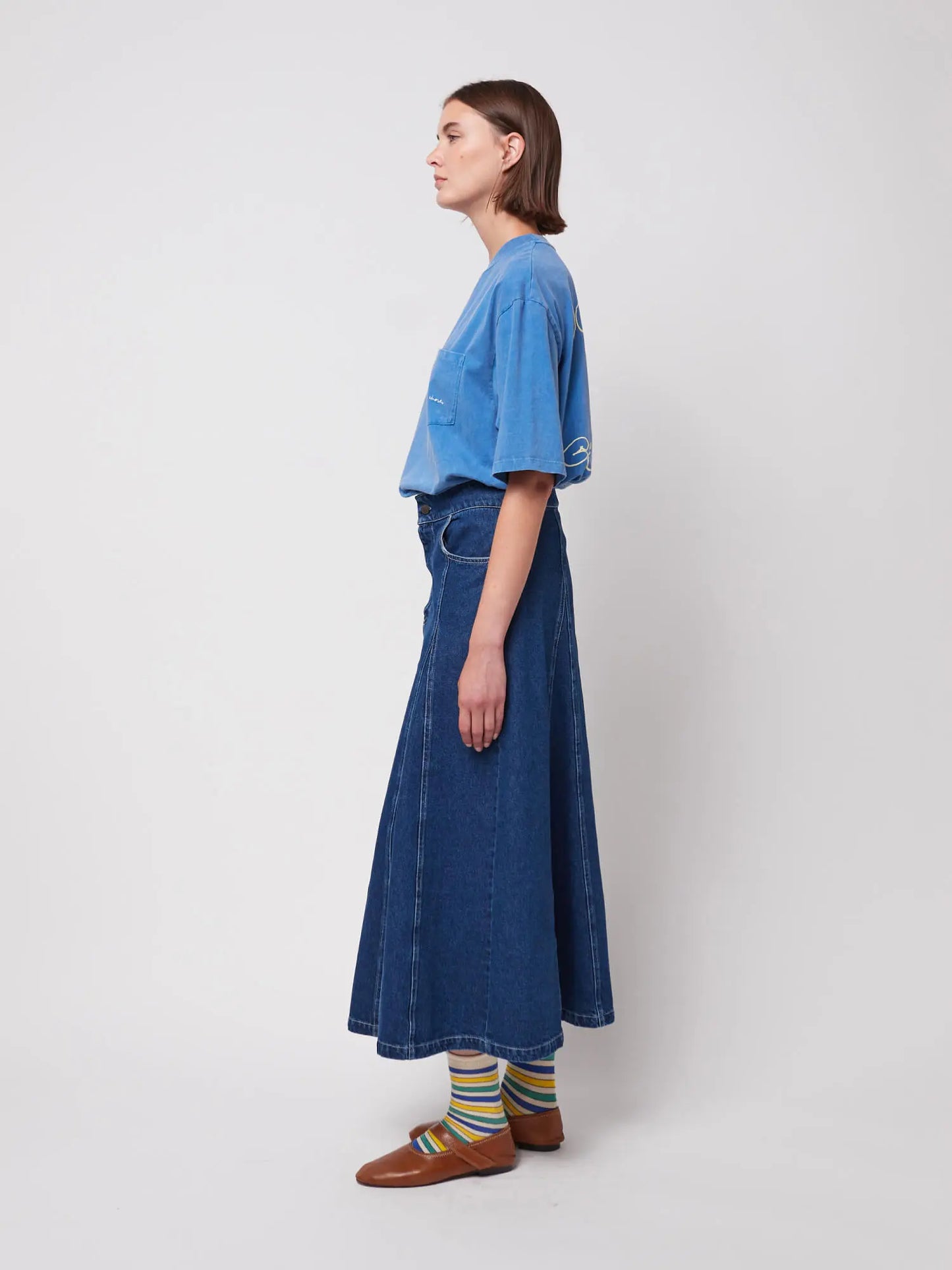 Denim flared skirt