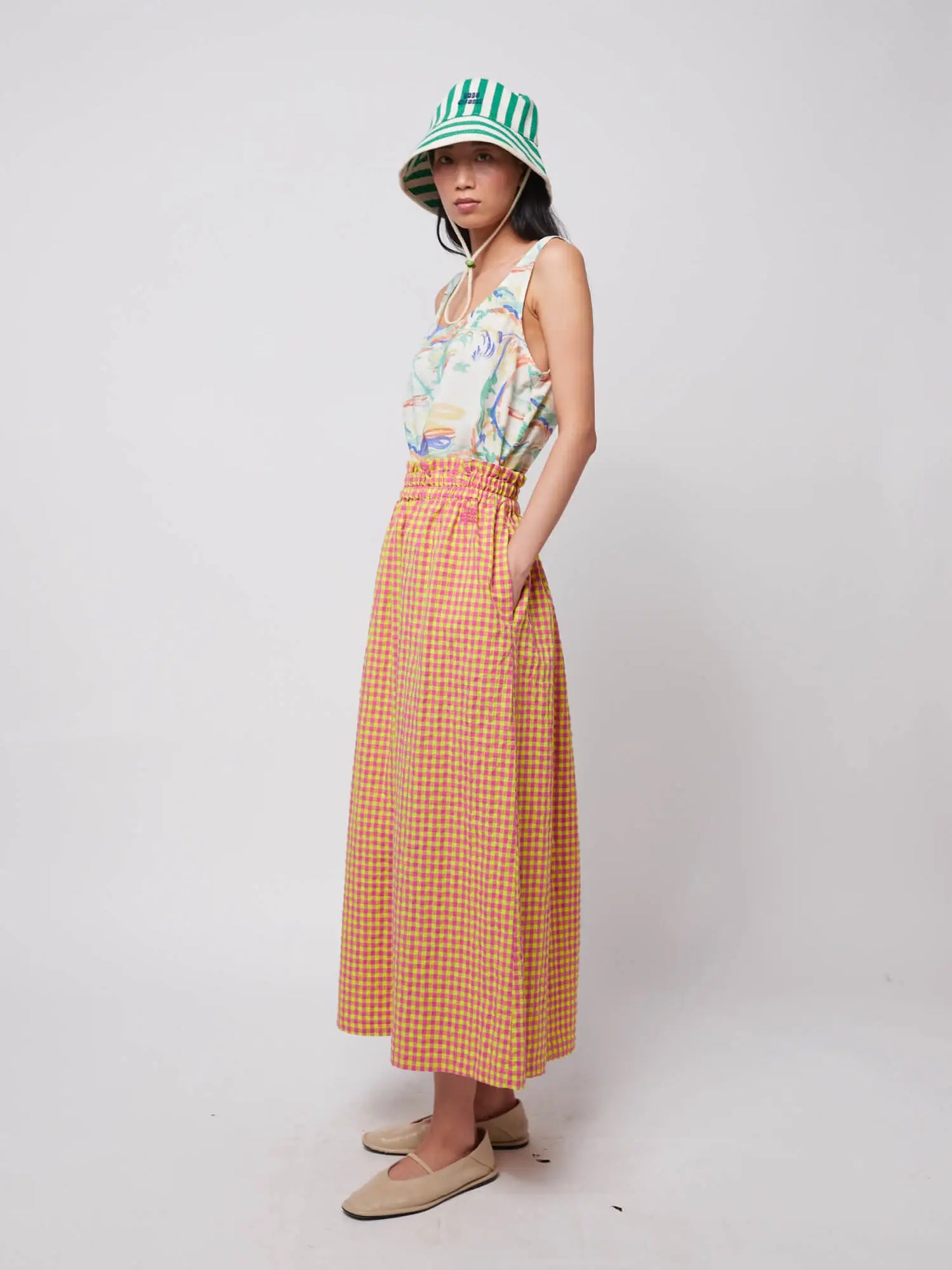 Vichy evasé skirt