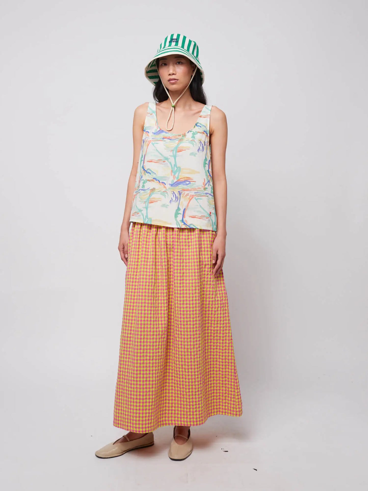 Vichy evasé skirt