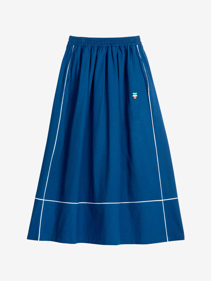 Contrast-trim evasé skirt