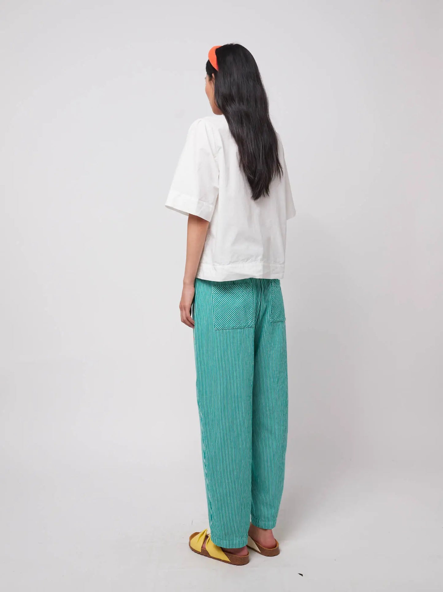 Striped twill cocoon pants